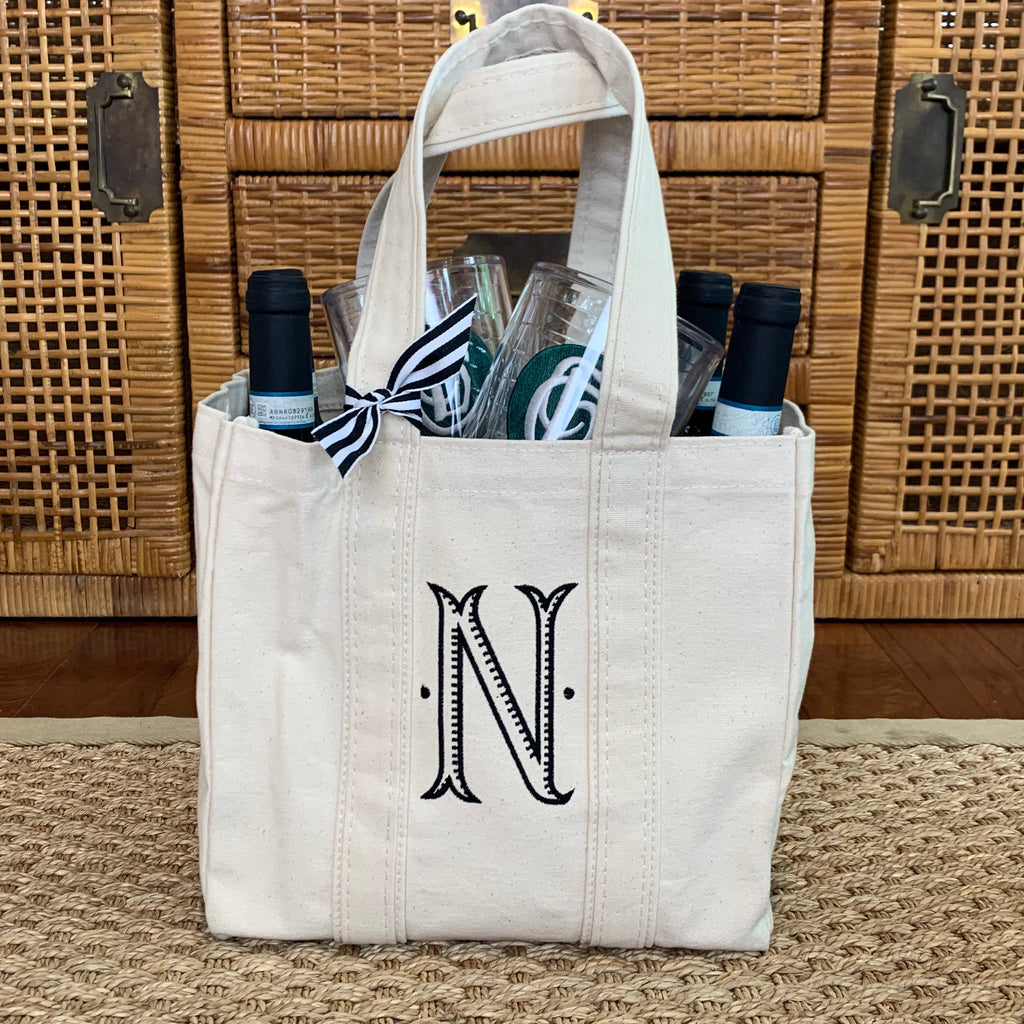 Canvas Market Tote and Wine Bottle Carrier