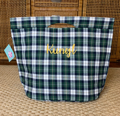 Plaid Flannel Cooler Tote