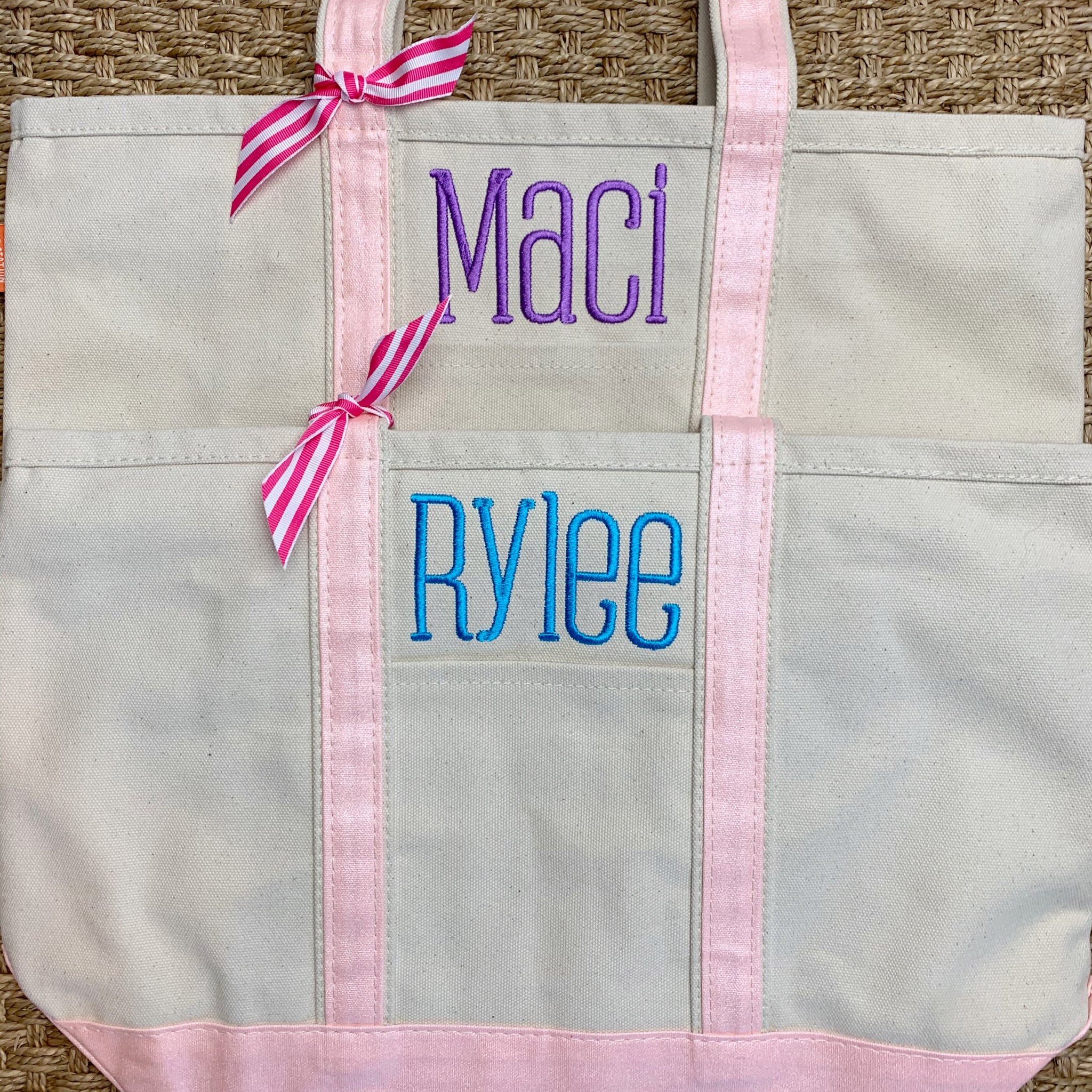 Monogrammed Boat Tote Personalized Medium Canvas Tote Bag 