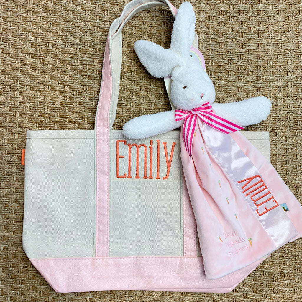 A Bunny & A Boat Tote - Pink Metallic