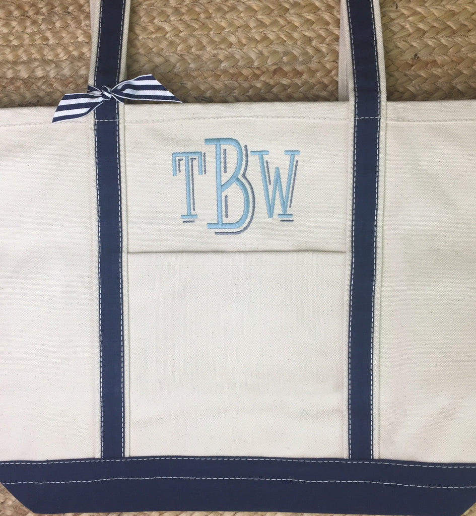 Navy Canvas Boat Tote - Large