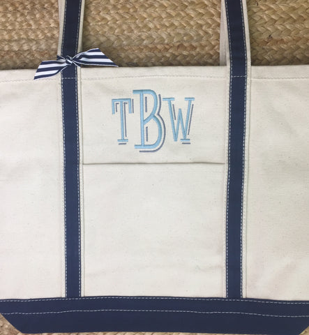 Navy Canvas Boat Tote - Large