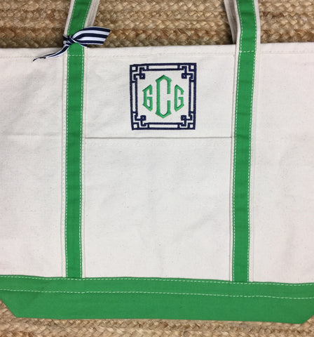 Green Canvas Boat Tote - Large