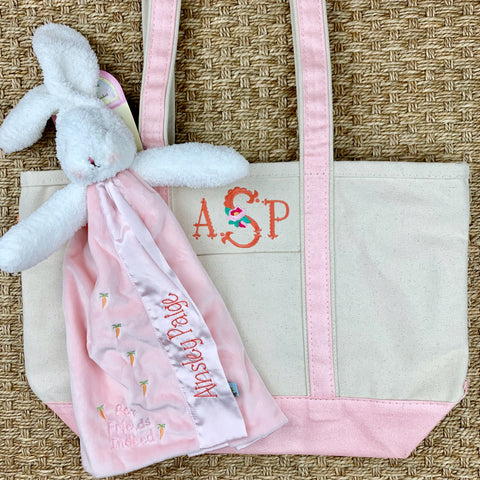 A Bunny & A Boat Tote - Pink Metallic