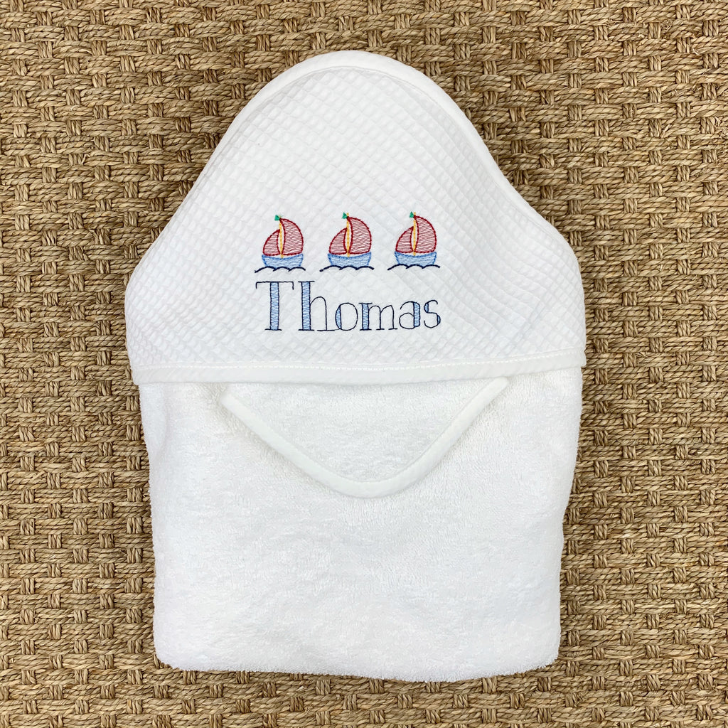 White on White Pique Hooded Towel Set