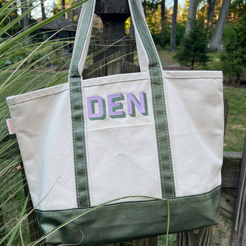 Metallic Green Medium Canvas Boat Tote