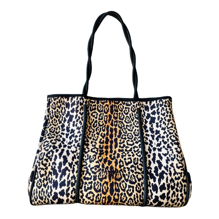 Leopard neoprene tote online bag